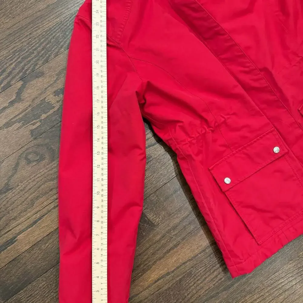 Lands’ End Women’s Red Utility Jacket Quilted Lined Snap Zip Front Size Small